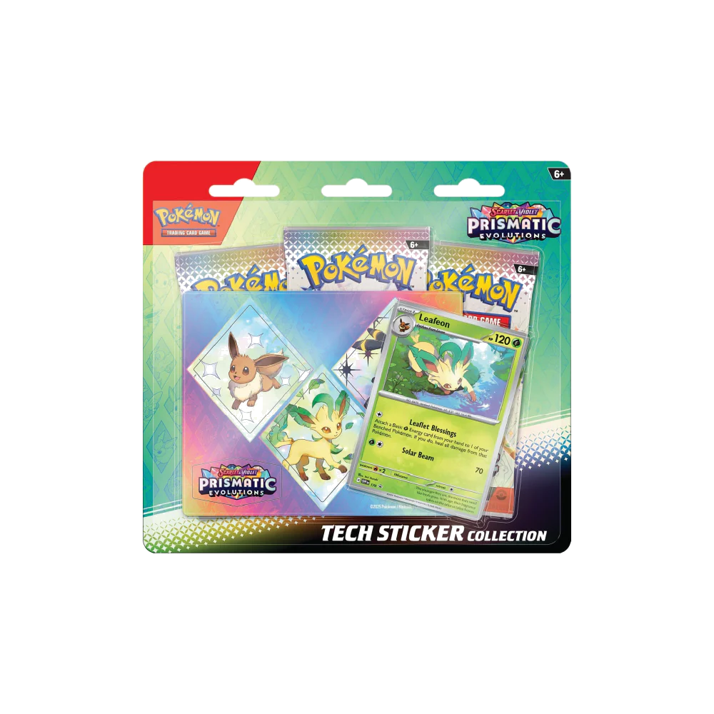 Scarlet & Violet Prismatic Evolution Leafeon Tech Sticker Blister 3 Booster Pack (English)